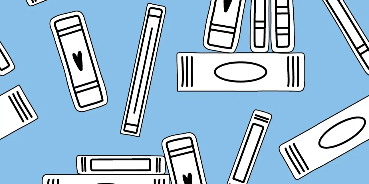 White books pattern on blue background